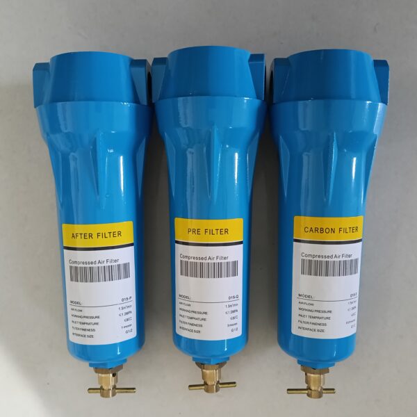 1/2 inch , 55 CFM Industrial compressed air line filter 1/2 inch set(pre filter , after filter and carbon filter)  with manual drain valve