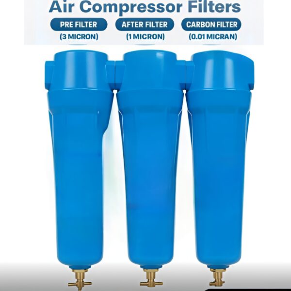 2 Inch (400 CFM)Industrial Compressed Air Line Filter Set –Pre Filter + After Filter + Carbon Filter with Manual Drain Valve