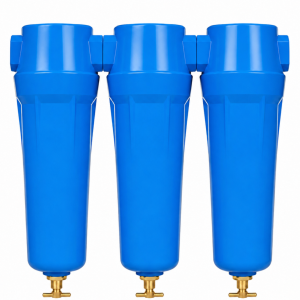 1 inch 95 CFM Industrial Compressed Air Line Filter Set 1 Inch (25 mm, 95 CFM) | Pre Filter, After Filter & Carbon Filter with Manual Drain Valve